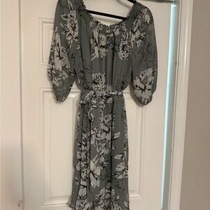 Maurices Sage and White Floral Midi Dress